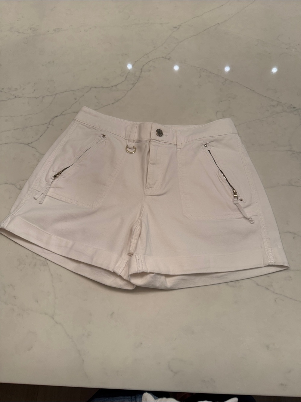 White House Black Market Women’s White Zip-Pocket utility style Shorts